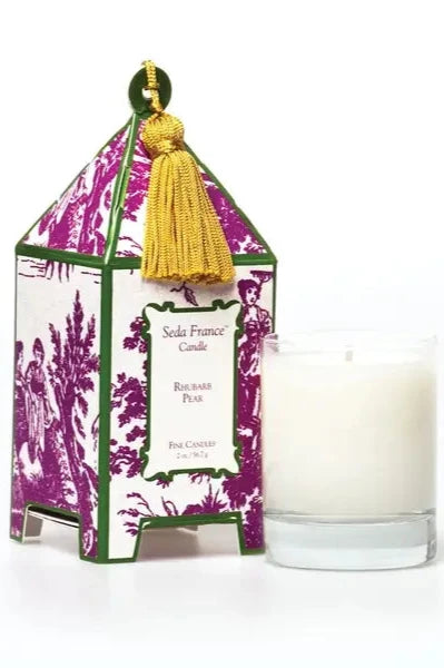 Seda France Toile Mini Pagoda Candle - Rhubarb Pear