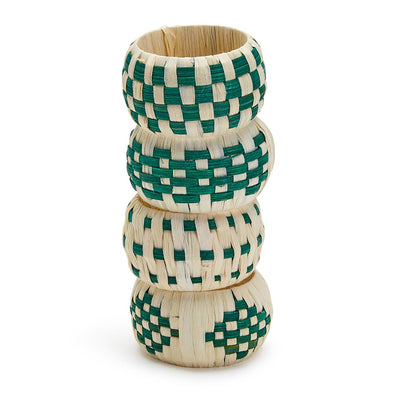 Two's Company Woven Garden Napkin Rings - Set of 4