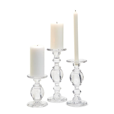 Two's Company High-Glass Set of 3 Pedestal Candleholders