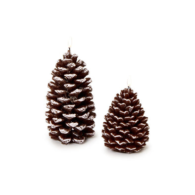 Two's Company Hand-Painted Snowed Pinecone Candles - Various Sizes