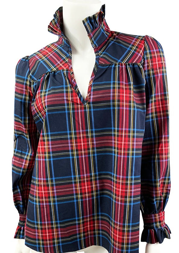 Faherty Harper Aspen Black good Plaid Top Blouse sz M medium