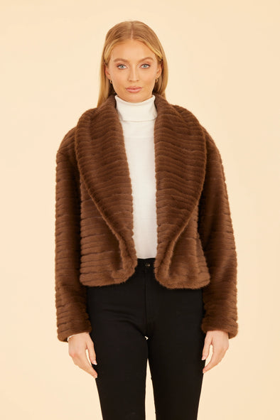 Dolce Cabo Faux Mink Jacket - Brown