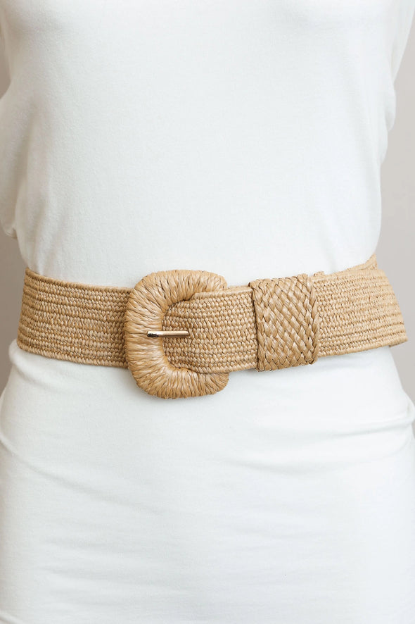 Leto Raffia Belt - Tan