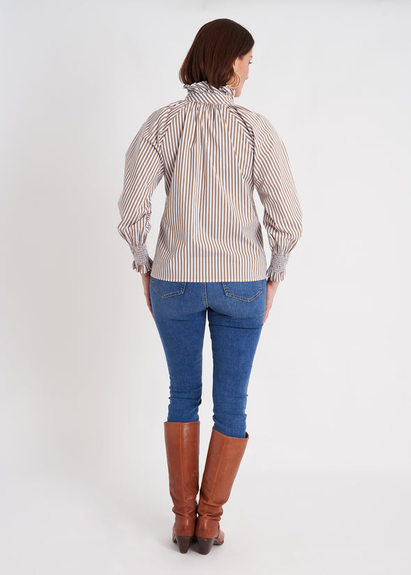 Frau Blouse - Taupe Stripe