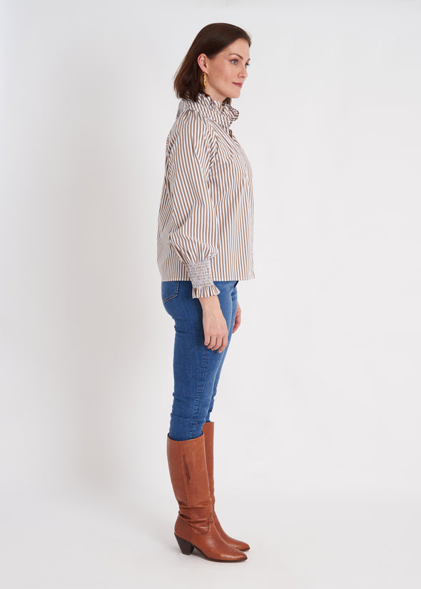 Frau Blouse - Taupe Stripe