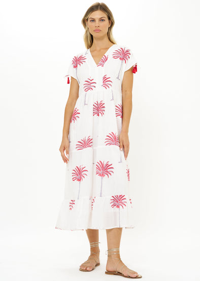 Oliphant Kaftan Midi - Canary Coral