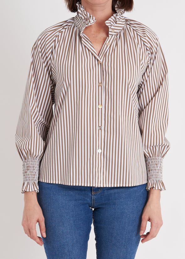 Frau Blouse - Taupe Stripe