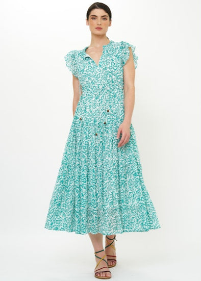 Oliphant Cinched Flirty Dress - Cypress Jade