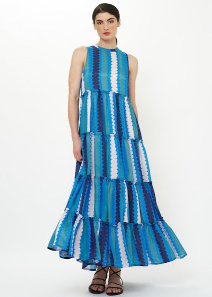 Oliphant Ruffle Tiered Maxi - Meko Blue