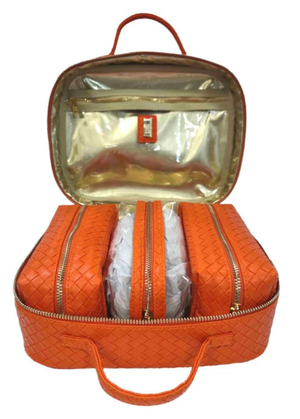 TRVL Luxe Train Cosmetic Toiletry Case - Woven Papaya