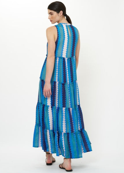 Oliphant Ruffle Tiered Maxi - Meko Blue