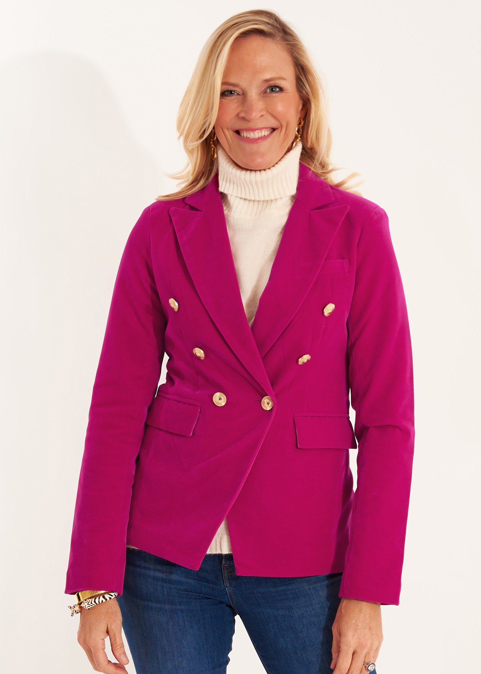 Magenta velvet blazer best sale