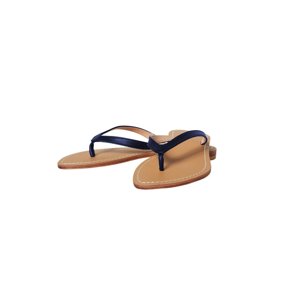 Paige Leather Thong Sandal - Navy