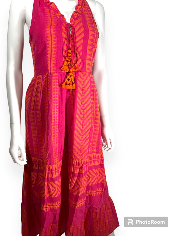 Just Bellina Maxi Dress - Pink and Orange