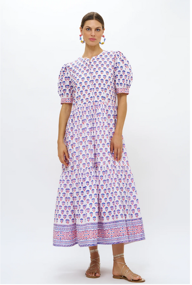 Oliphant Button Cuff Sleeve Maxi- Alsace Peri