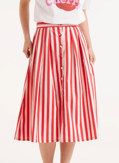 Compañia Fantastica Midi Skirt - Red & White Stripe