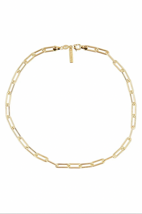 Sahira Carrie Paper Clip Necklace 16" - Gold