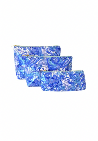 TRVL Luxe Gloss Trio Bags - Blue Paisley