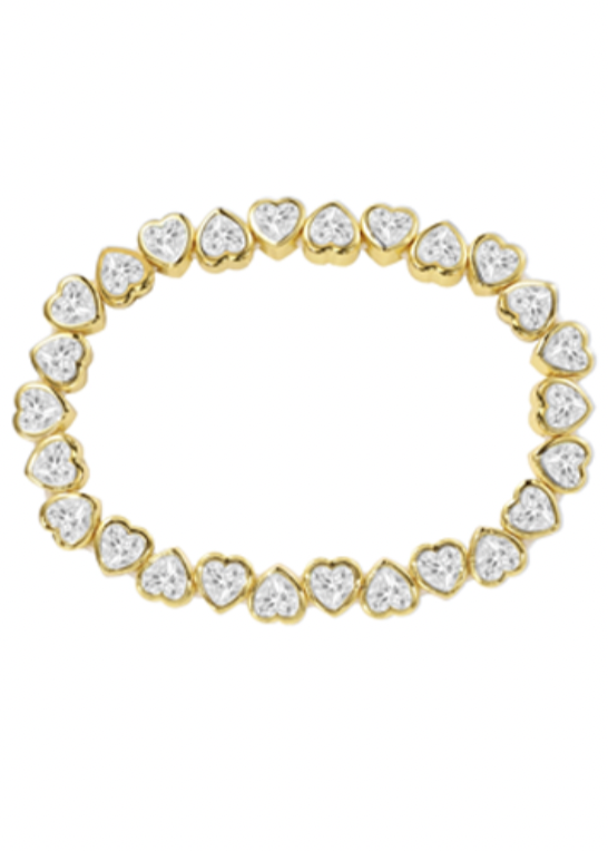 Sahira Stretchy Bezel Heart Bracelet - Gold