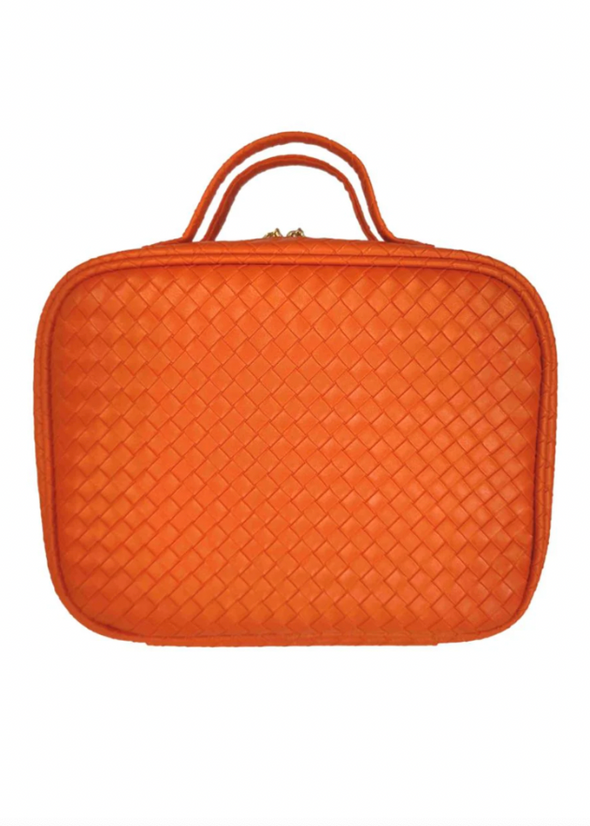 TRVL Luxe Train Cosmetic Toiletry Case - Woven Papaya