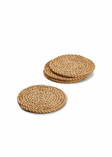 Two's Company Full Circle Set of 4 Jute Coasters