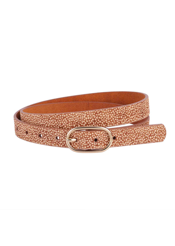 Skinny Spotted Calf Hair Belt