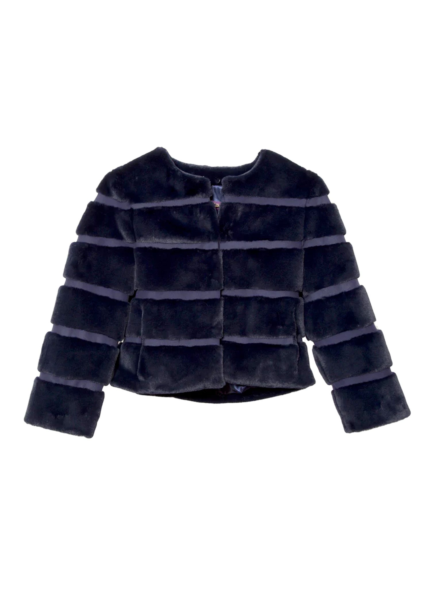 Glamourpuss Faux Mink Jacket Navy CK Bradley