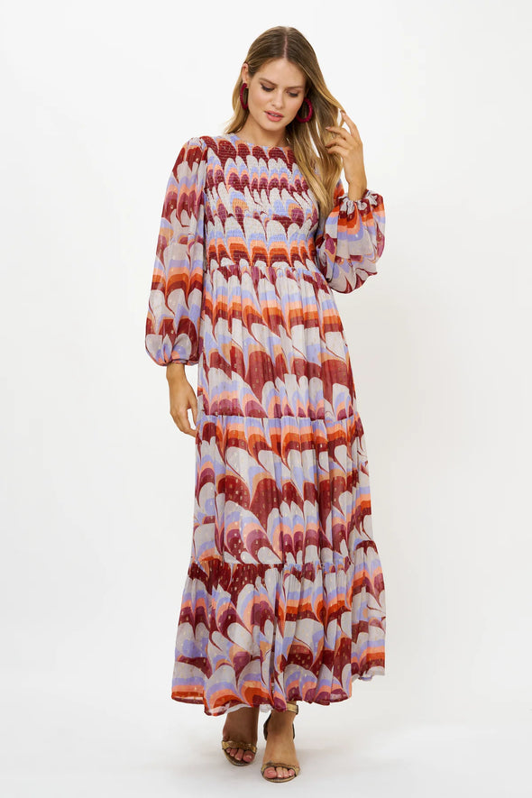 Oliphant Smocked Top Maxi - Venice Cognac