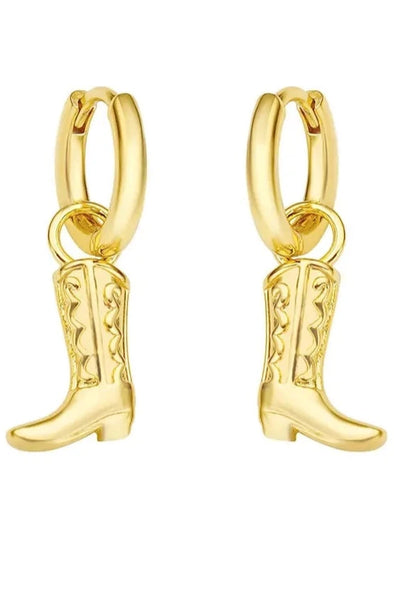 Sahira Cowboy Boot Huggie Earrings - Gold