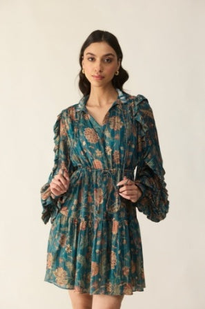 Calling June Limelight Dress - Blue Botanical