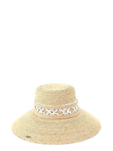 PHO Firenze Raffia Hat w/ White Lace