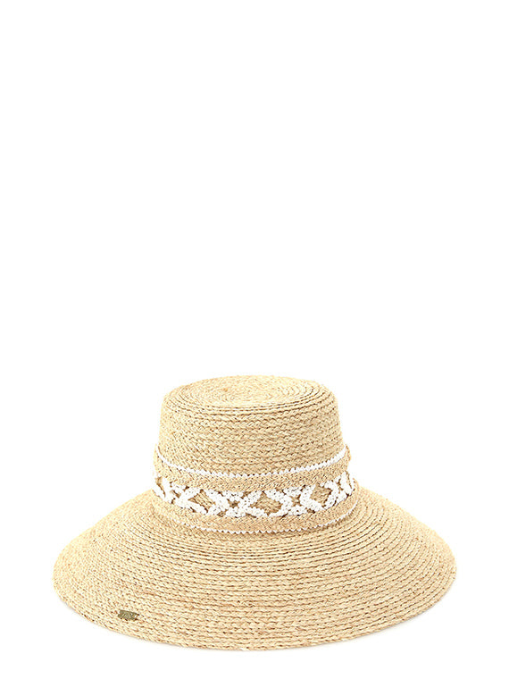 PHO Firenze Raffia Hat w/ White Lace