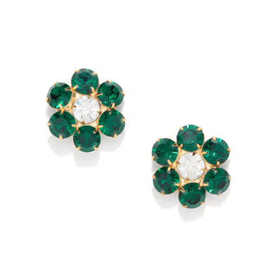 Pink Reef Floral Gem Studs - Emerald