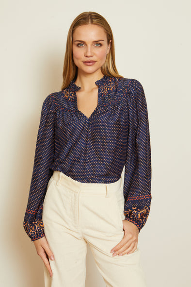 Caballero Solange Top - Indigo Batik